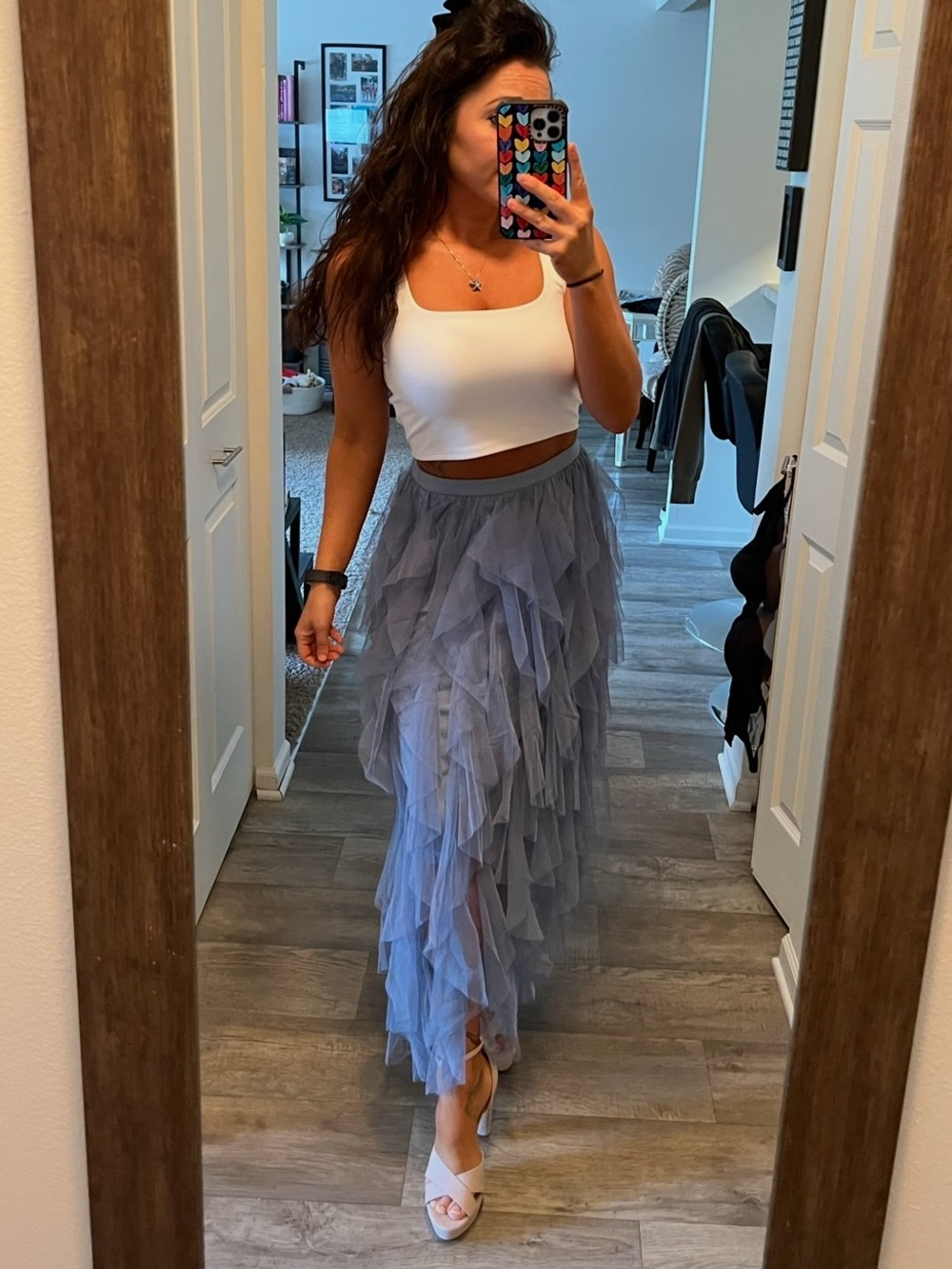 Light blue layered tulle skirt